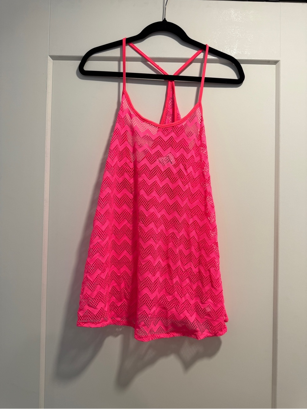 PINK Victoria's Secret Neon Pink Chevron Crochet Swim Coverup